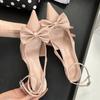 Fashion Nude Pink Butterfly-Knot Ankle Strap Women Pumps Sexy Pointed Toe Patent Leather High Heels Elegant Heeled Sandals Party Shoes