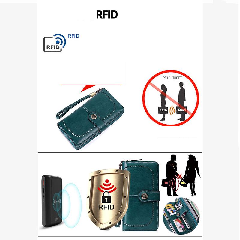 Высокое качество женский кошелек RFID противоугонные кожаные кошельки для женщин длинная молния большой женский клатч женский кошелек держатель для карт