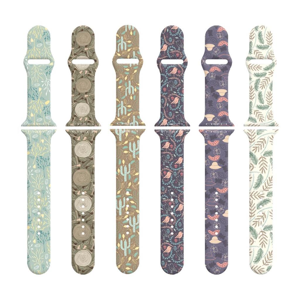 Ремешок Fresh Mori Printed Strap для Apple Watch S10 - мягкий силиконовый спортивный креативный сменный ремешок для iWatch 10/9/8/7/6/5/4/3/2/1/Se/Ultra/Ultra2 49 мм