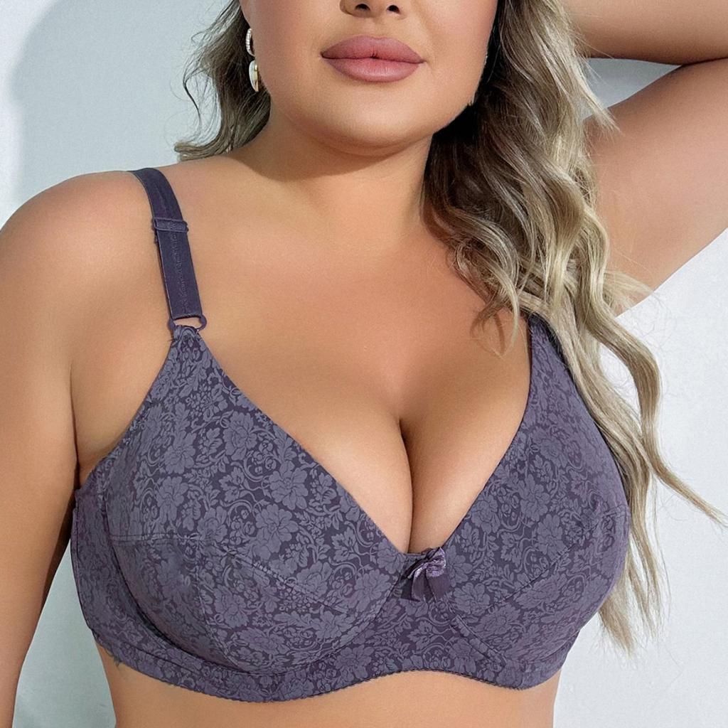 European and American Style Underwire Lace Shaping Bra Ultra-thin Printed Plus Size Anti-sagging Underwear