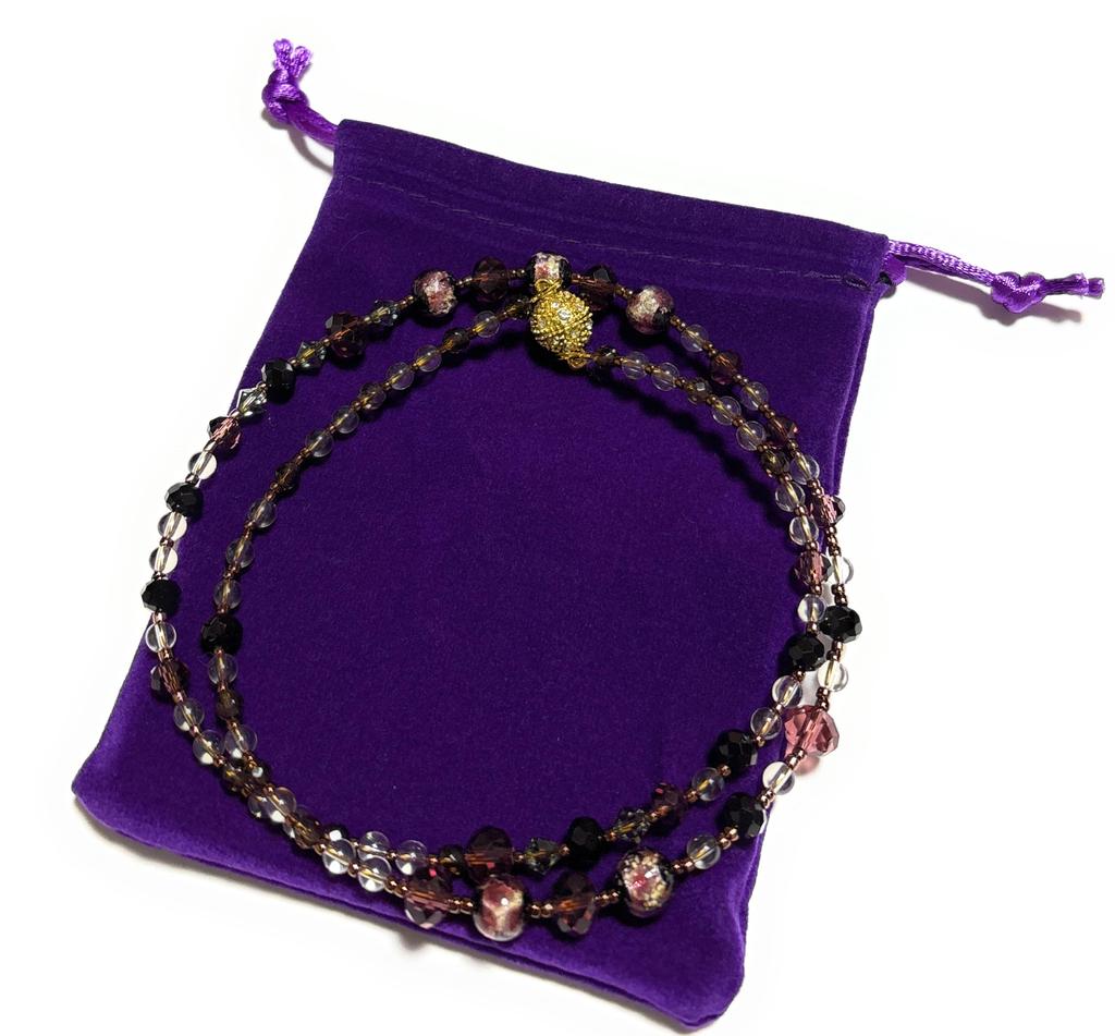 Ожерелье из натурального камня Светится в темноте Бокал светлячка Аура шампанского Бусины из дымчатого кварца 21 г Магнитная застежка Сделано в Японии [Malline Marine]