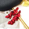 Vintage Red Rose Drop Petals Long Tassel Flower Jewelry Dangle Earrings Stud Earring Accessories