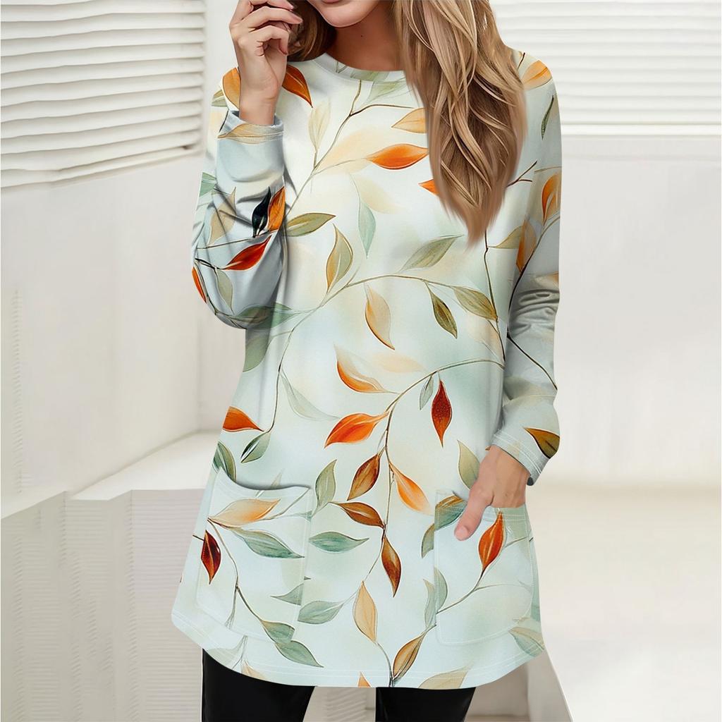 Женская толстовка, пуловер, спортивная одежда, карман, принт, повседневный топ с круглым вырезом и длинными рукавами