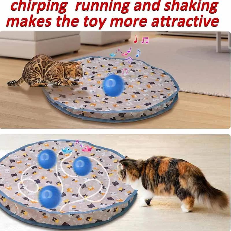 Electric Interactive Cat Toys, Cat Toys Ball Fast Rolling in Pouch, Automatic Motion Activated Moving Ball Hide and Seek Game