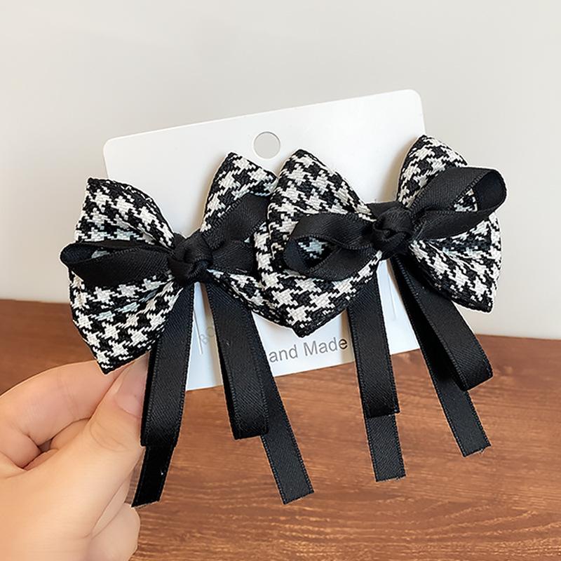 2 шт./набор Новые милые клетчатые ленточные банты Заколки для волос для маленьких девочек Ручной работы Банты Заколка-автомат Головной убор Детские аксессуары для волос