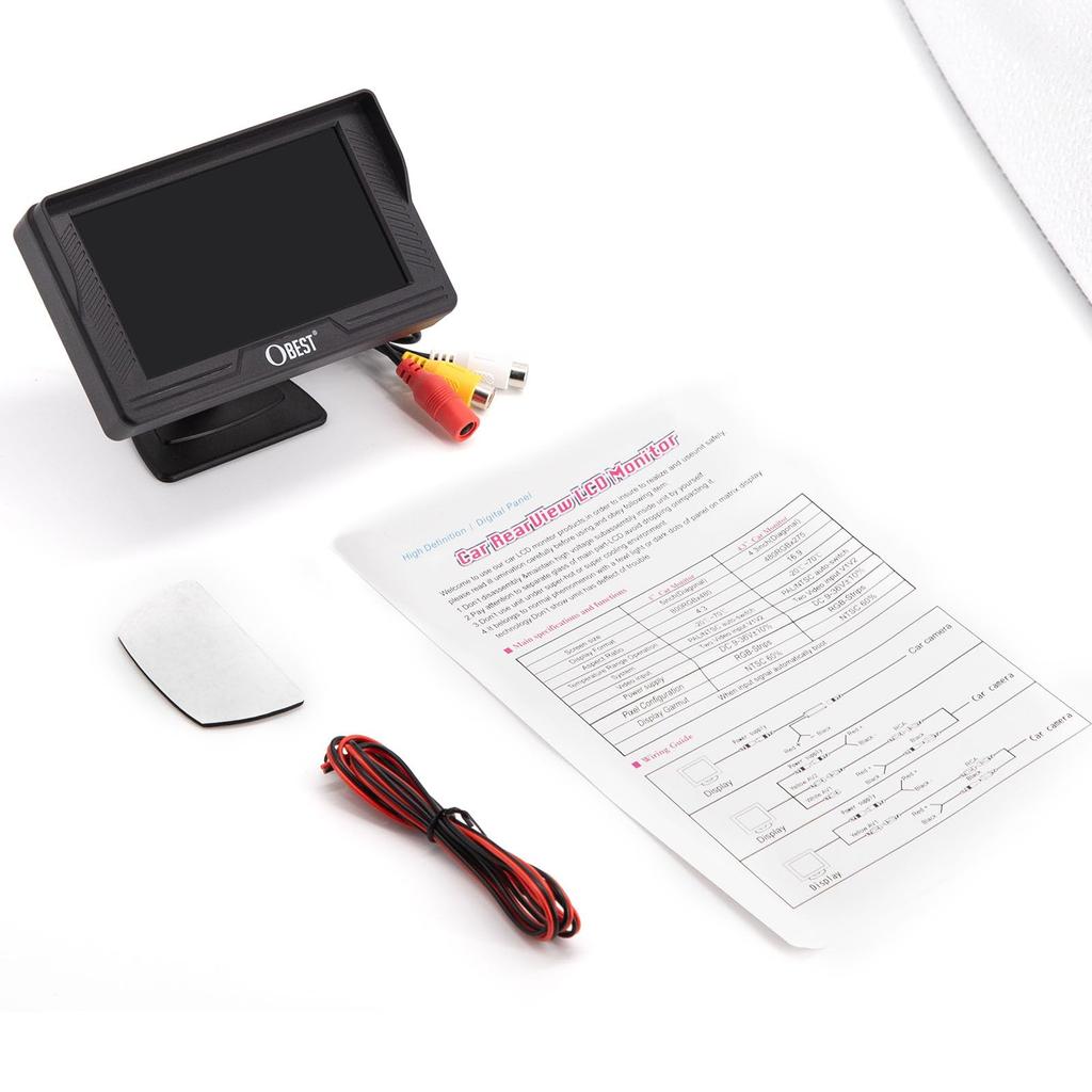 Задний монитор OBEST с 2 видеовходами 12 В, ЖК-монитор для приборной панели автомобиля Minion, 4,3-дюймовый задний монитор с возможностью переключения на 4,3-дюймовый монитор