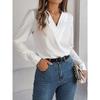 GMXIA Elegant Solid-color Layered V-neck Long-sleeved Women's Shirt for Autumn and Winter