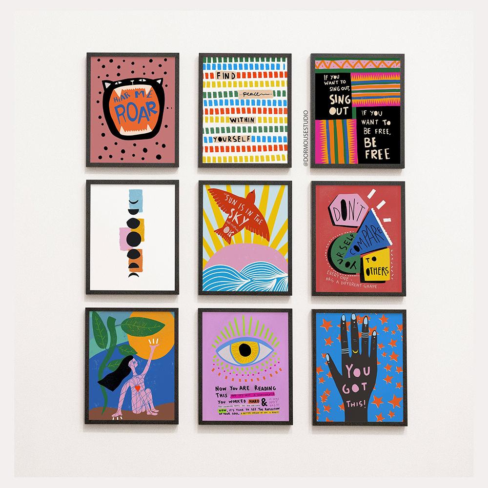 Феминистский мультяшный художественный принт, картина, мотивационная цитата, позитив, уход за собой, холст, постеры для девочек, настенный домашний декор, фотографии