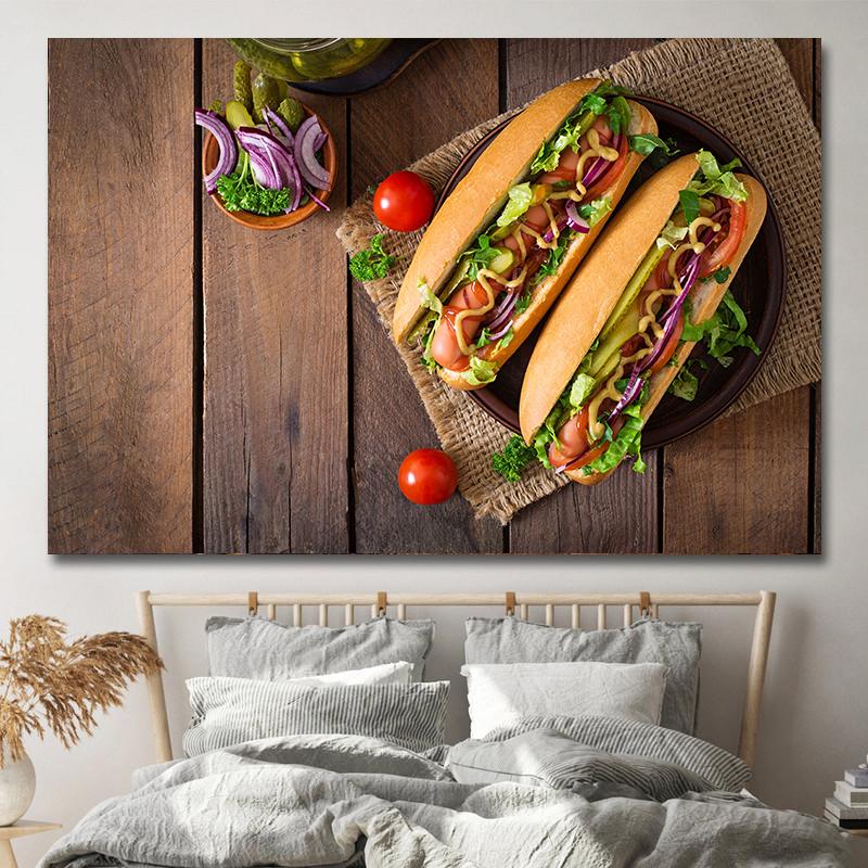 Картины быстрого питания в американском стиле, картины на холсте, гамбургер, картофель фри, постеры для хот-догов и принты для гостиной, кухни, настенный декор