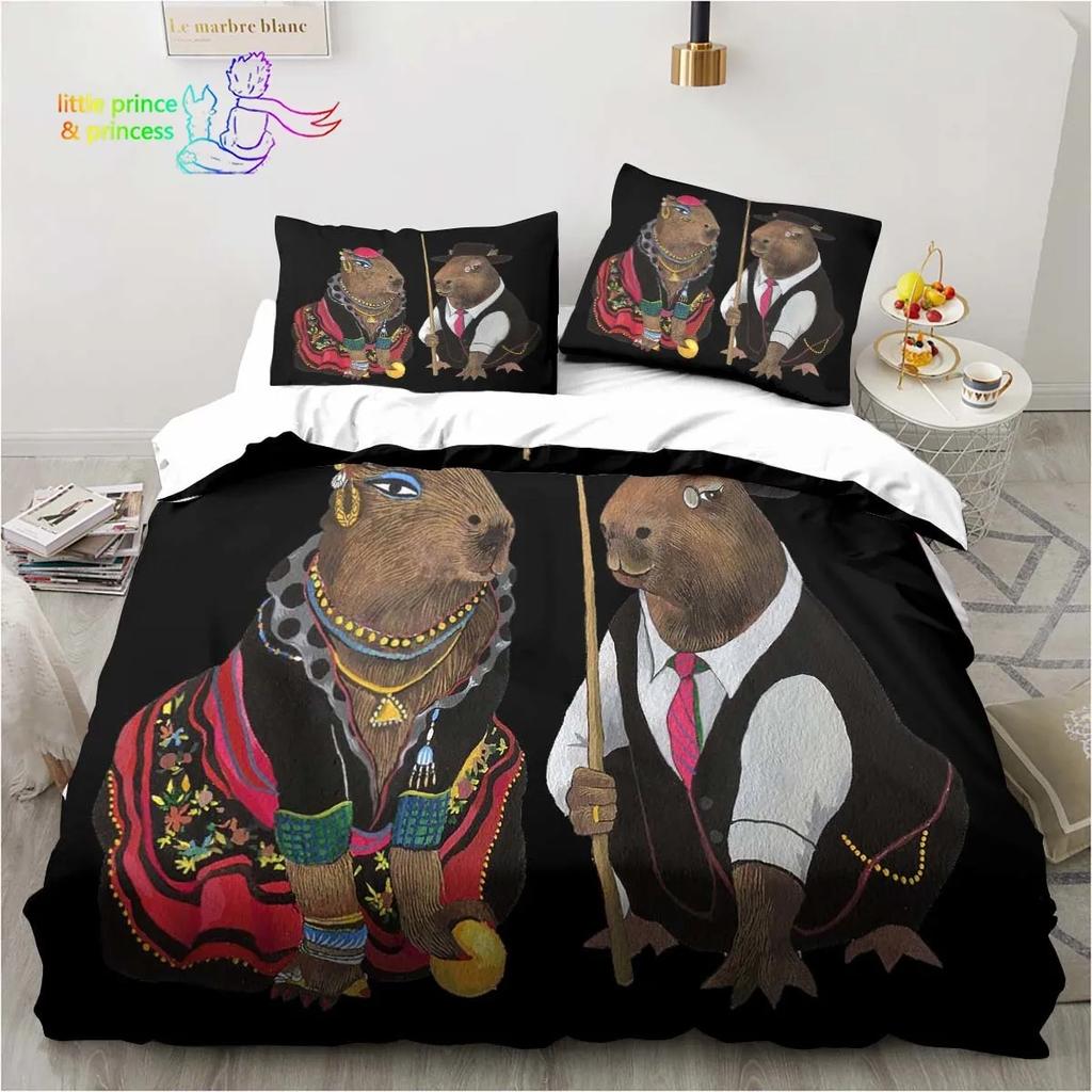 Каваи Милый Животный Капибара Мультяшный Удобный Пододеяльник Наволочка Постельное Белье Детская Спальня Декор Домашний Текстиль