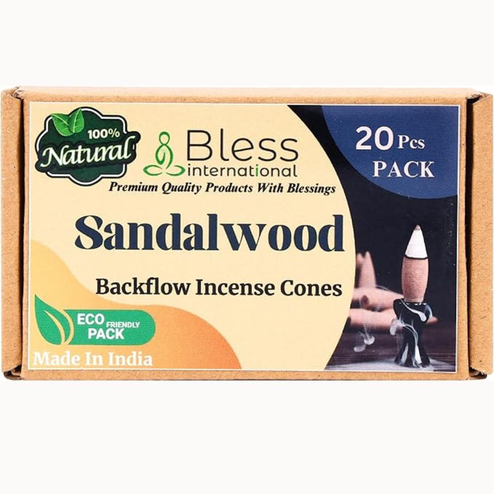 Bless-International Sandalwood-100%-Natural-Incean-Backflow-Cones-for-Waterfall-Handmade-Organic-Chemical-Free-for-Purification-Relaxation