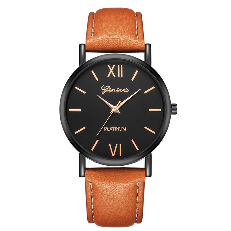 Men Watch Leather Sports Minimalism Fashion Rose Gold Dial Quartz Casual Electronic Mens Watches Male Clock Orologio Uomo