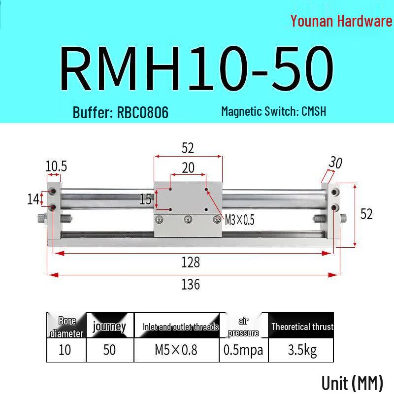 Chiweng Magnetic Coupled Rodless Air Cylinder with Guide Rail