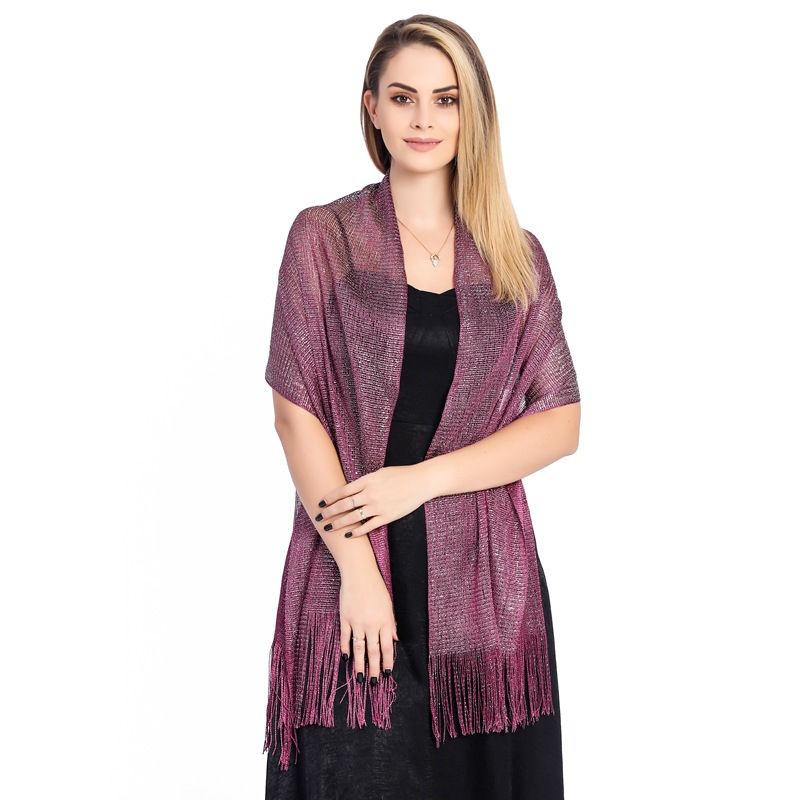 Gold and Women Fashion Wraps Evening Dress Shawl Shawl Flat Scarf Dance Silver Silk