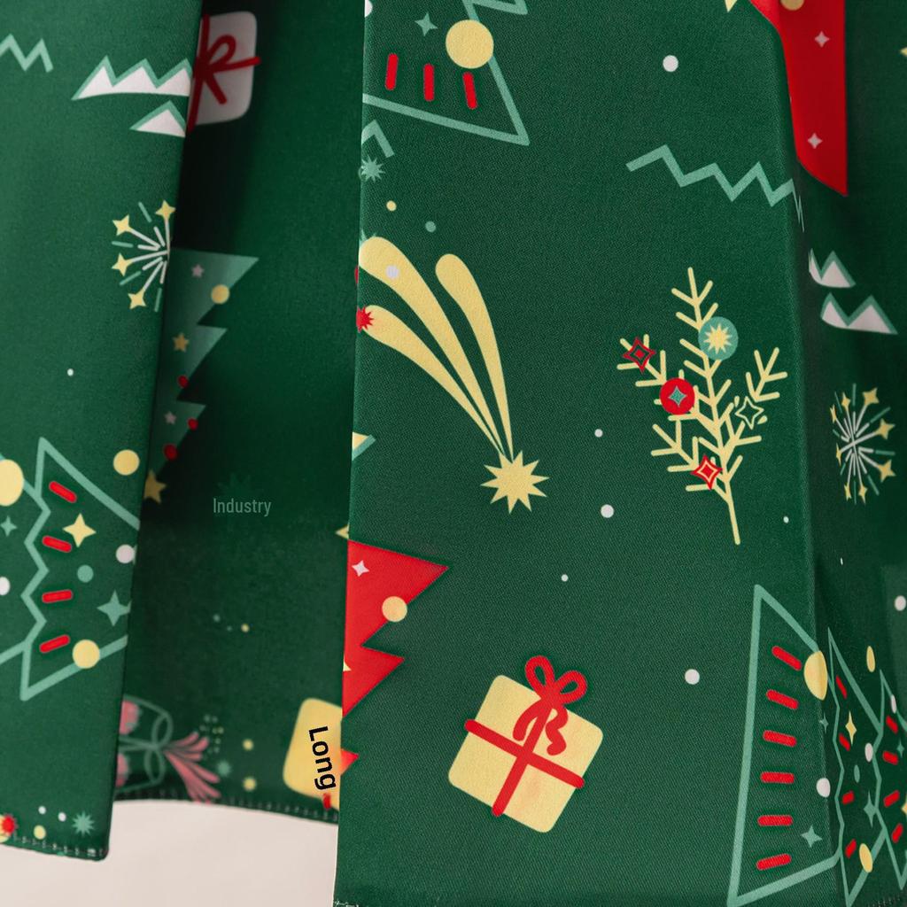 Рождественское платье принцессы для детей с красным бантом и принтом елки