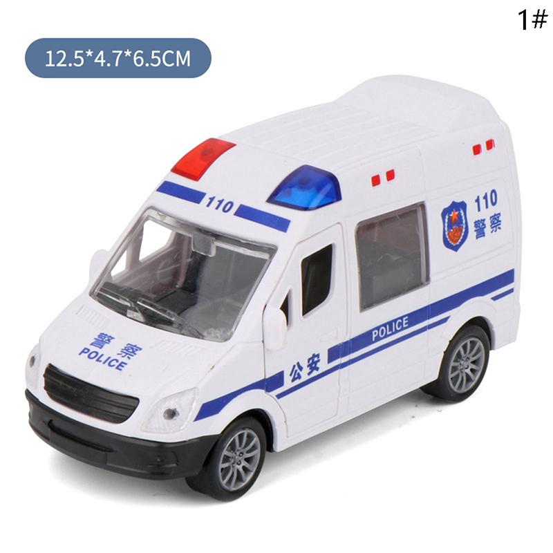 Hospital Rescue Ambulance Police Metal Cars Model Pull Back Sound And Light Alloy Diecast Car Toys For Children Boys Gifts