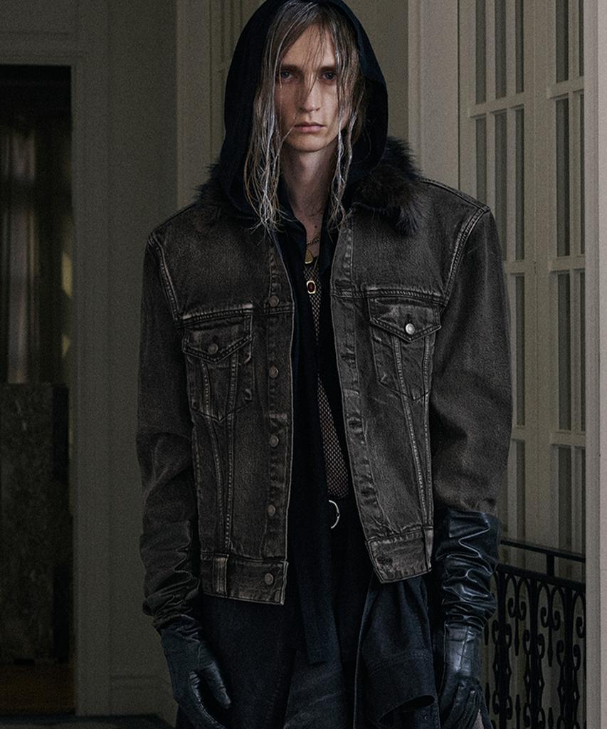 LMOOD Sherry Tencel Denim Trucker Jacket Burnt Black