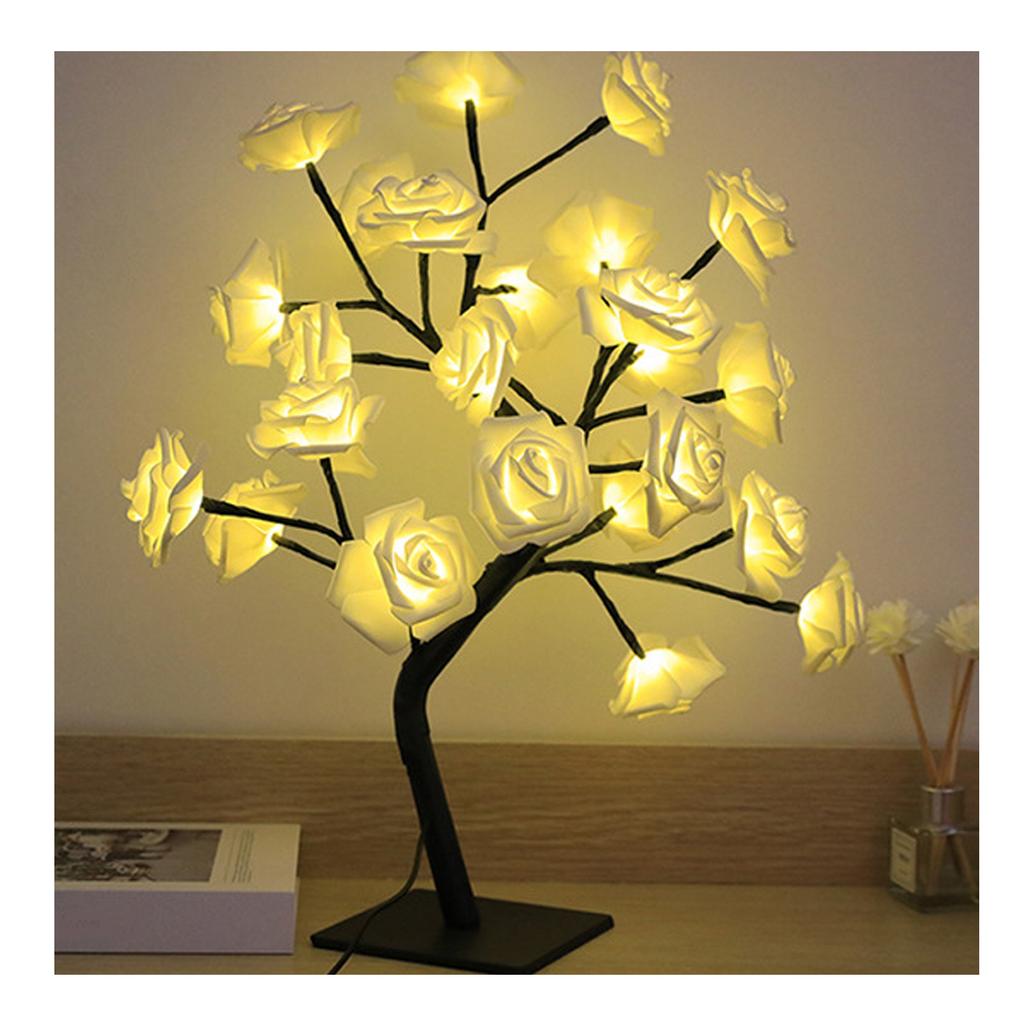 LED Tabletop Bonsai Tree Lamp USB Tree Lamp Christmas Bedroom Decoration Table Night Light White 24