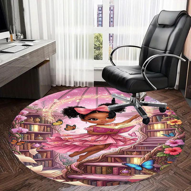 1PC Fantasy Bookshelf Non-Slip Floor Round carpet, Office, family, bedroom, Large Area Rug Indoor Rugs, Durable Polyester-L0387