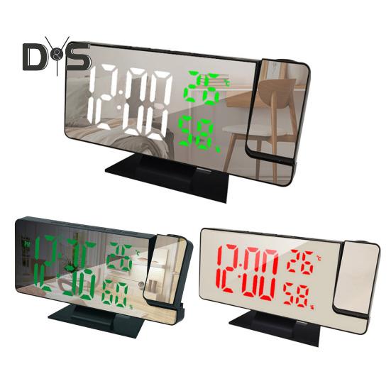 Светодиодный цифровой будильник с большим экраном, многоцелевой проектор в формате 12/24 часа, потолочные часы с дисплеем времени и температуры