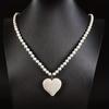 Heart Shape Pendant Turquoise Beaded Necklace 8 mm Beads Boho Necklace  Women Gift