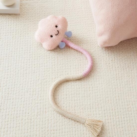 jijijing Cotton Rope Cat Toy, Silent Plush Cloud Carrot Cheese Chew Stuffed Crocodile Toy for Indoor Cats Teething Relief, Interactive Play