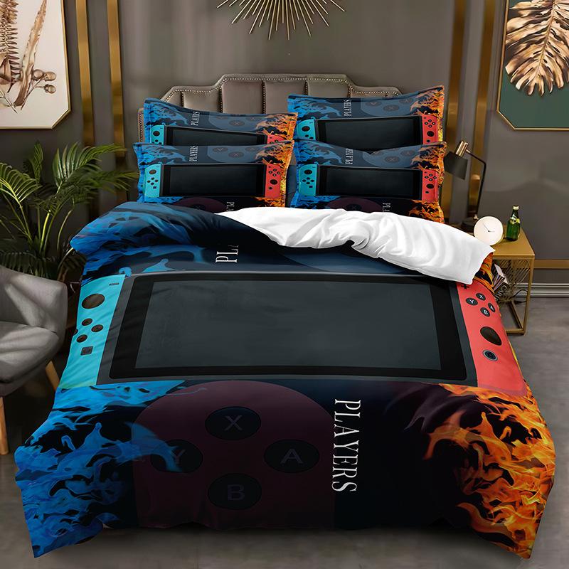 Легкий 3D игровой комплект постельного белья с игровой ручкой, пододеяльник DE135 * 200, полноразмерный чехол для кровати, одинарный/двойной с молнией, мягкий пододеяльник