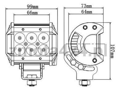 Lampa robocza cree LED IP67 18W, 12-24V Off-Road