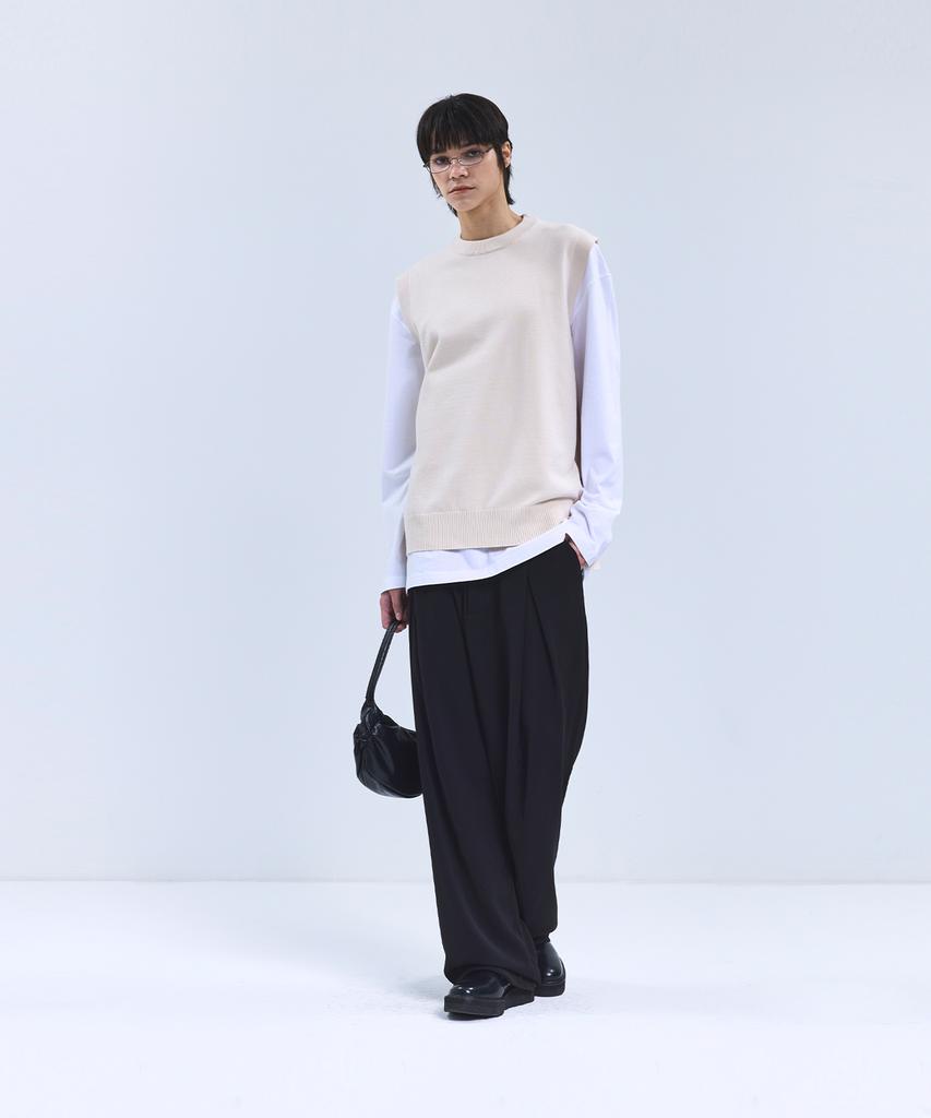 IRONYPORNO WHITELINE 86-Iroj364 Side Button Slit Knit Vest Beige