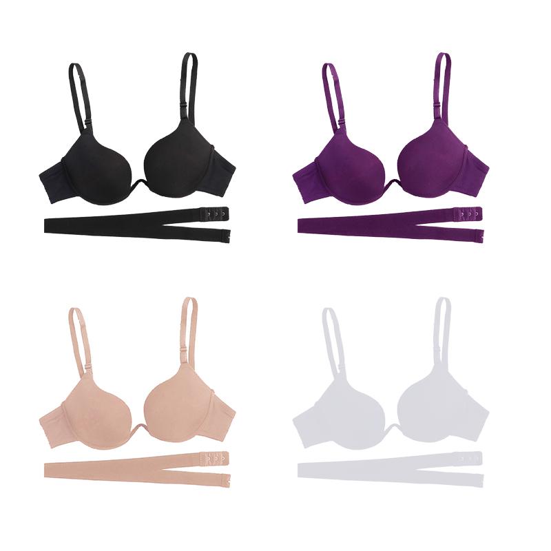 Сексуальное нижнее белье пуш-ап с глубоким V-вырезом для женщин, мягкий дышащий U-образный бюстгальтер на косточках с низким вырезом на спине для свадебного платья