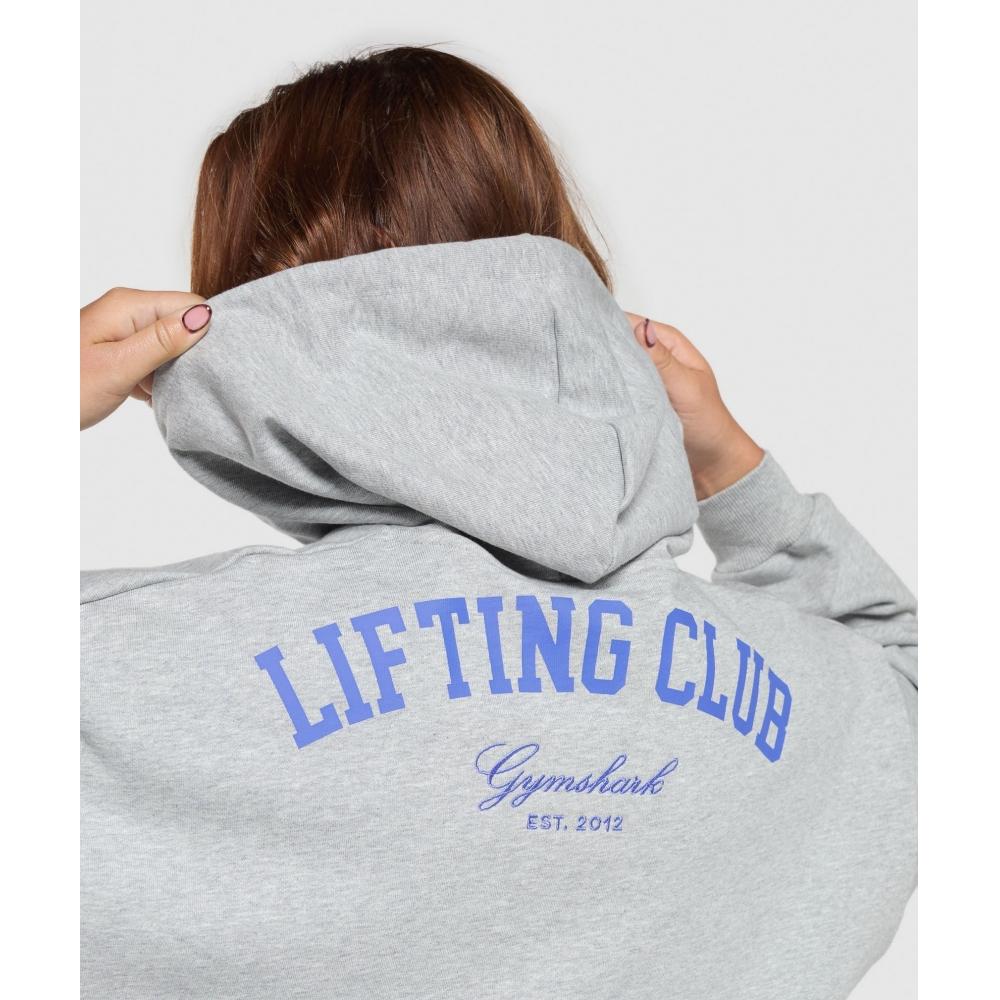 Gymshark Укороченная толстовка с капюшоном на молнии Lifting Club светло-серого цвета с меланжевым сердечником B2b2k Gbcn