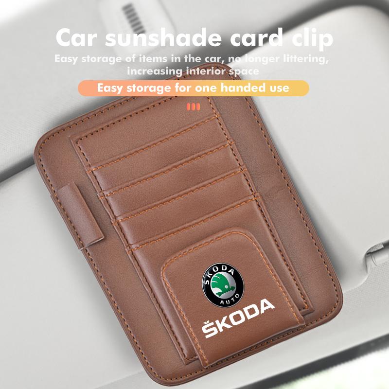 Ygtvd3 Для автомобиля Skoda Клипса для хранения на козырьке Многокарманный Держатель для карт и билетов Органайзер Аксессуары для интерьера octavia a5 a4 mk1 2 fabia
