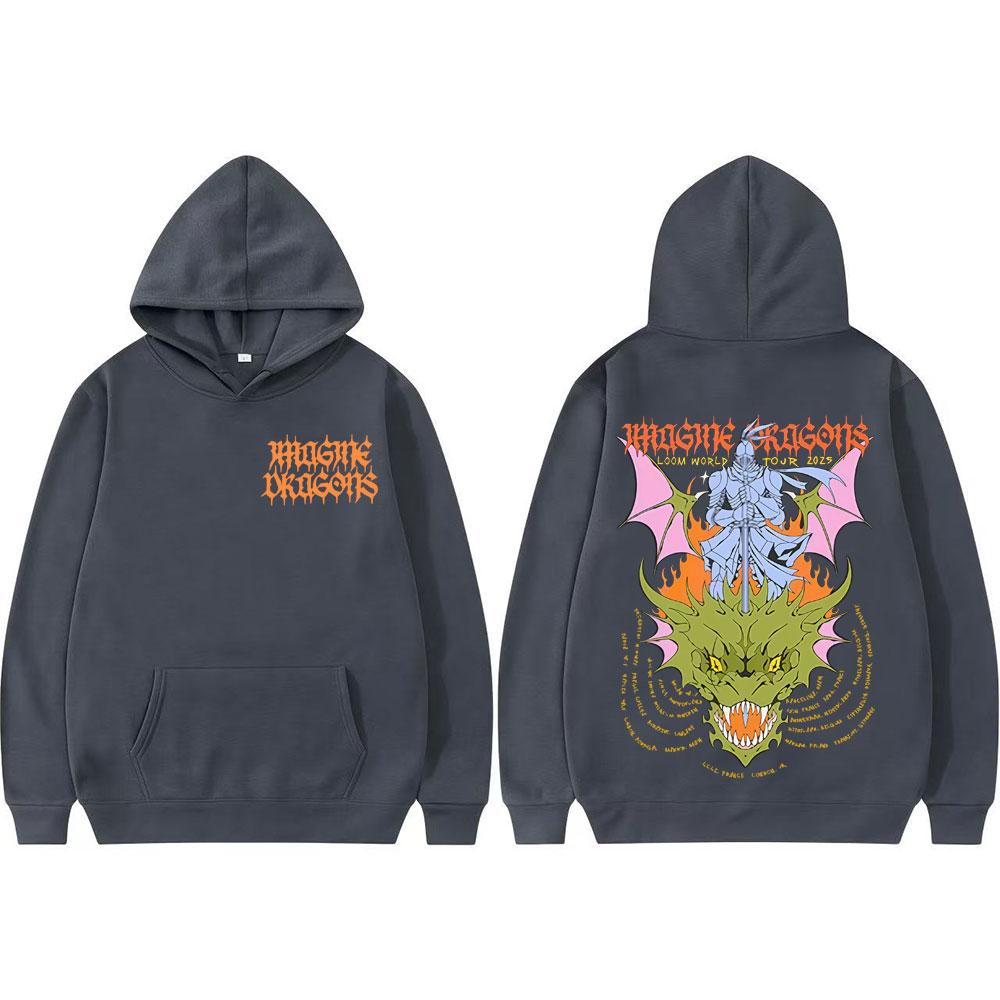 Imagine Dragons KNIGHT DRAGON Мировой Тур Худи с принтом Топы Мужские Женские Харадзюку Эстетика Хип-Хоп Топы Худи Комфорт Свитшоты
