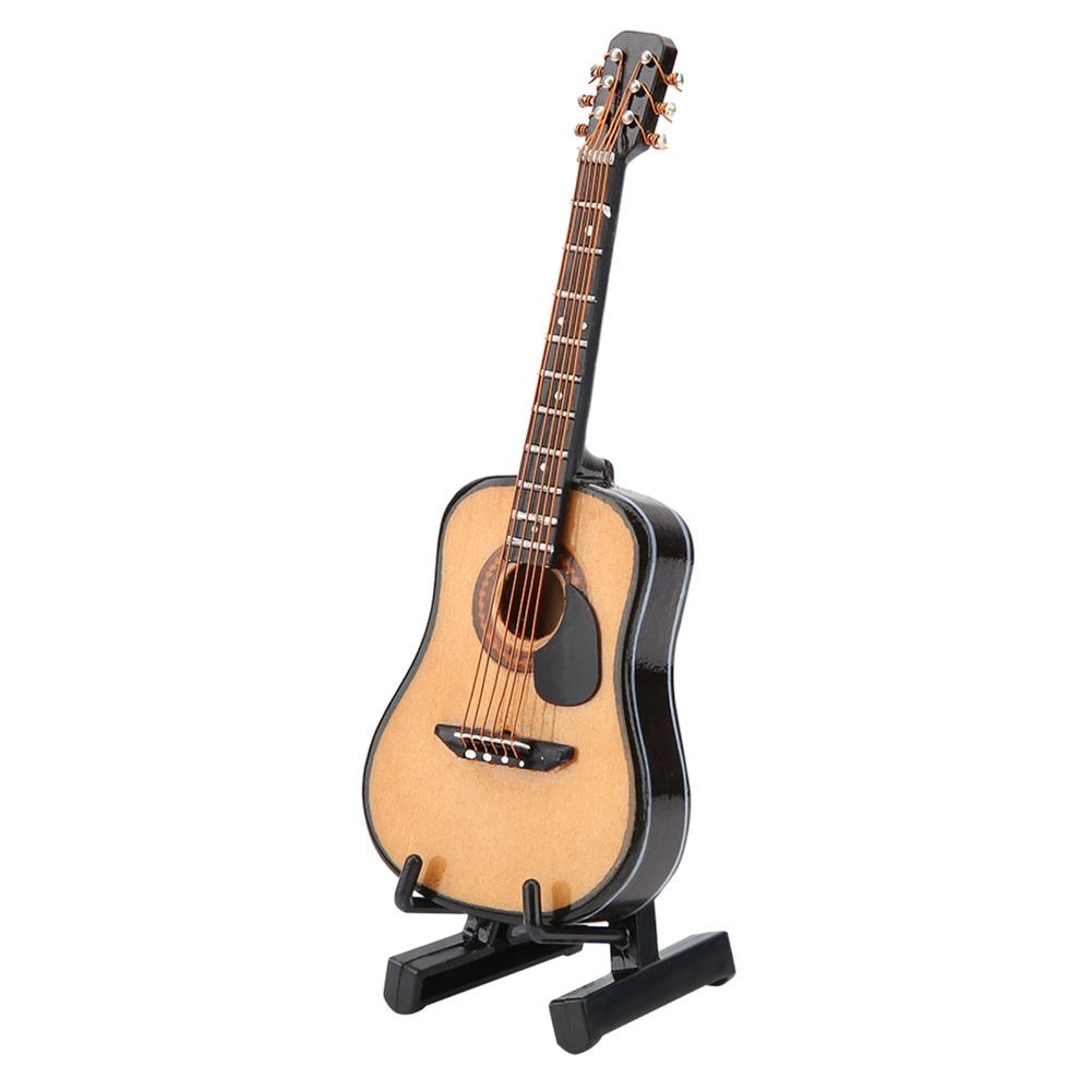 3PCS With Stand Miniature Guitar Model Mini Guitar Craft Model Guitar Ornament Dollhouse Accessory