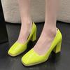 Shallow Chunky Women Shoes Square Toe High Heels Fashion Sexy Leather Pumps 2025 Trend Designer Dress Winter Mujer Zapatillas