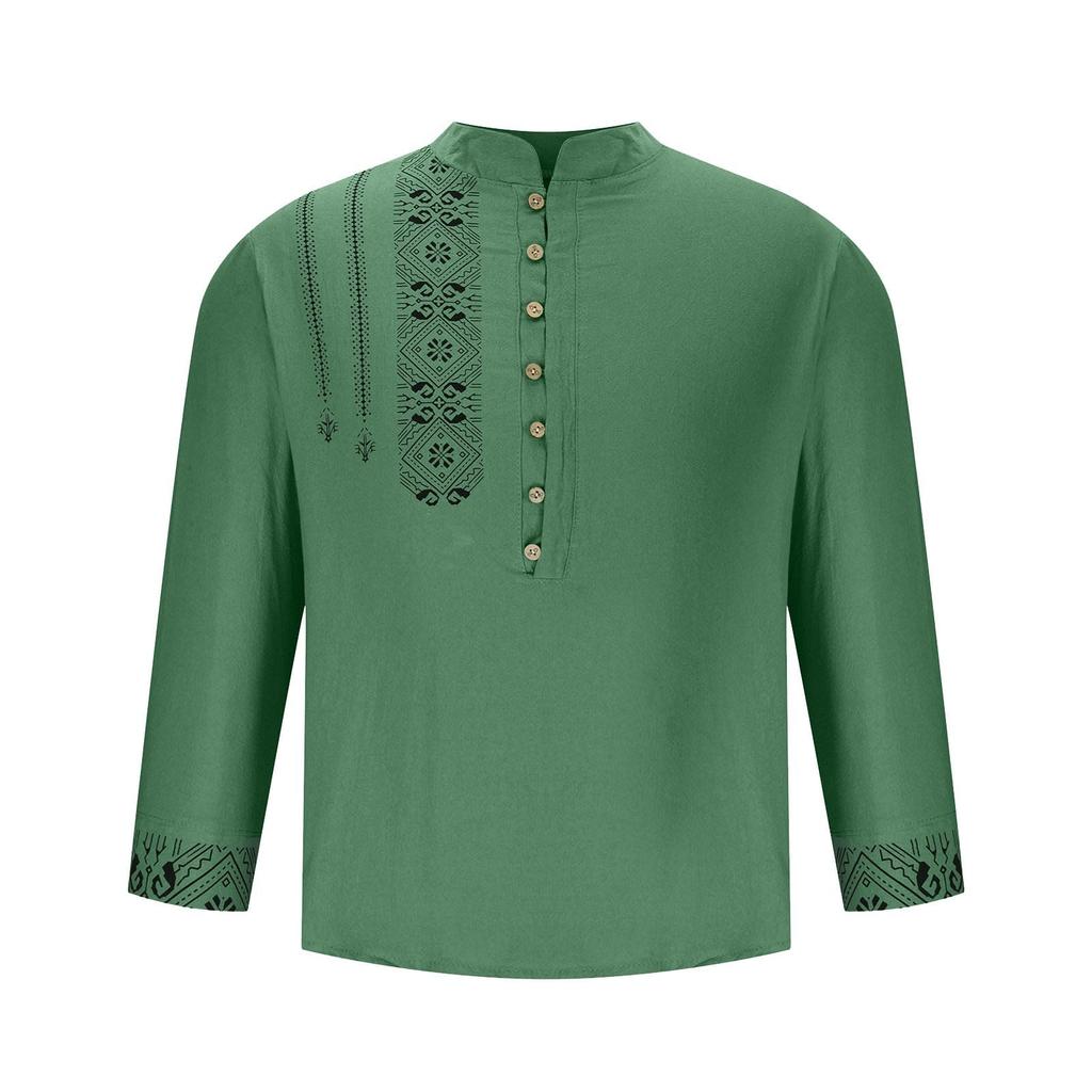 Мужская летняя новая свободная рубашка с длинным рукавом с принтом, кардиган, пляжная рубашка