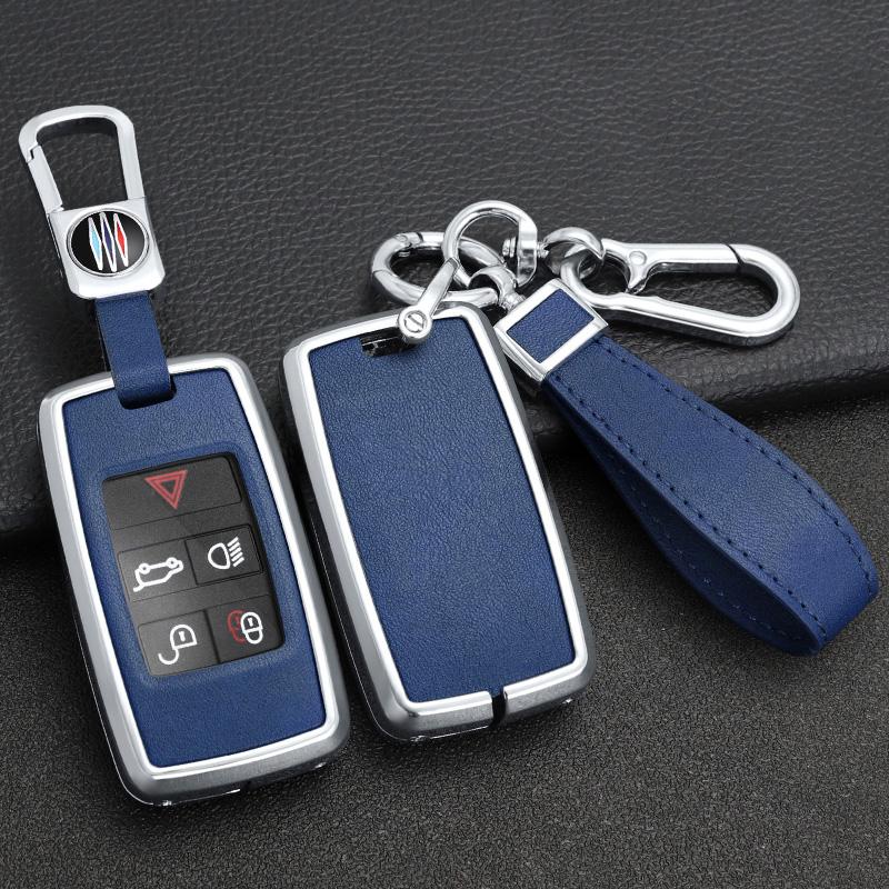 Leather Alloy Car Key Case Cover Protect Shell for Land Rover Range Rover Discovery 5 Sport for JAGUAR XE XF XJ F PACE Keychain