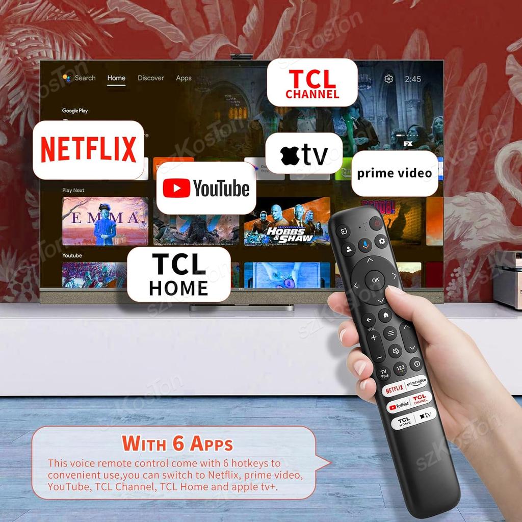 Сменный пульт дистанционного управления, совместимый с голосовым пультом дистанционного управления TCL Google TV RC813 Android Smart TV для серий TCL Q6/Q7/QM8/S3/S4