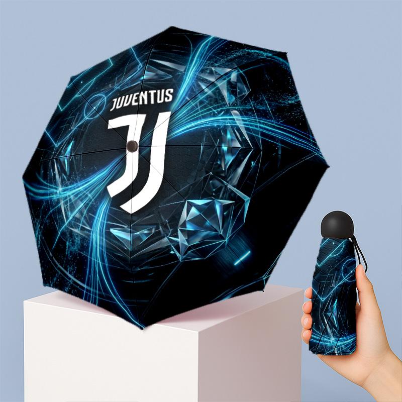 Компактный складной зонт Juventus FC с принтом, 5 сложений, 8 спиц, ветрозащитный, водонепроницаемый, легкий, портативный