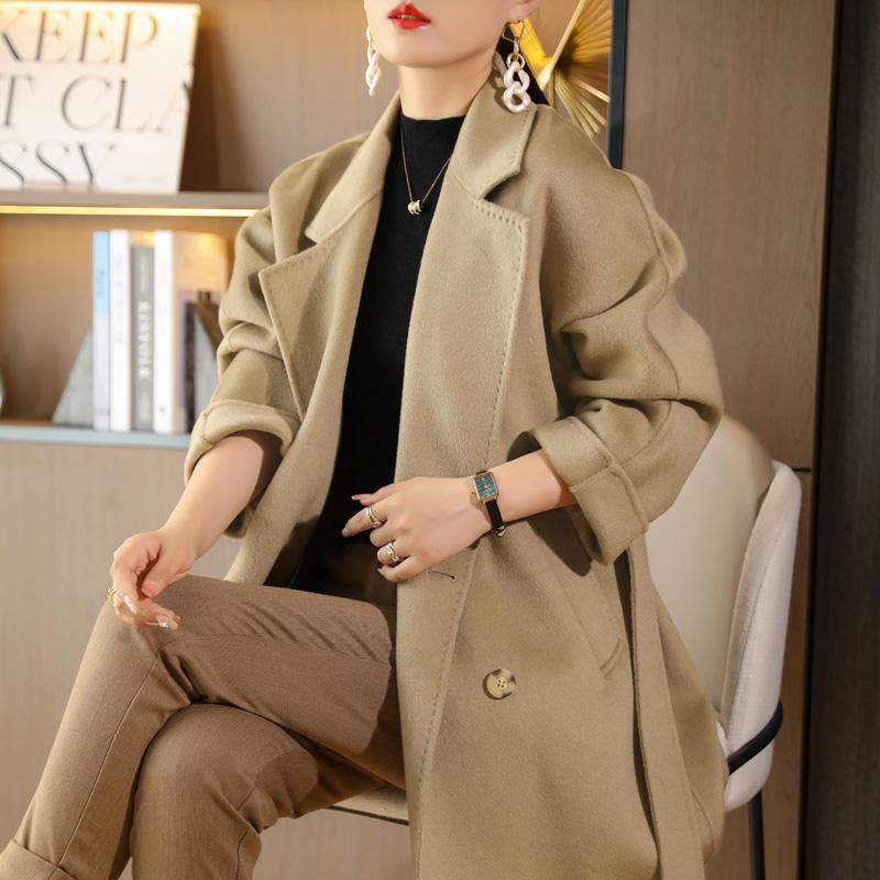 Женское пальто из 100% шерсти TIDENOVEL Осеннее шерстяное длинное пальто Ручной работы Пальто-бушлат Зимняя теплая шерстяная длинная куртка Пальто