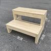 Solid Wood 2-Step Folding Ladder Stool for Household and Balcony Use