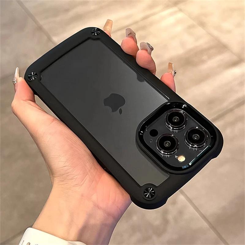 Роскошный прочный ударопрочный чехол для iPhone 16 15 14 13 12 11 Pro Max 16Plus, силиконовый бампер, прозрачная жесткая задняя крышка
