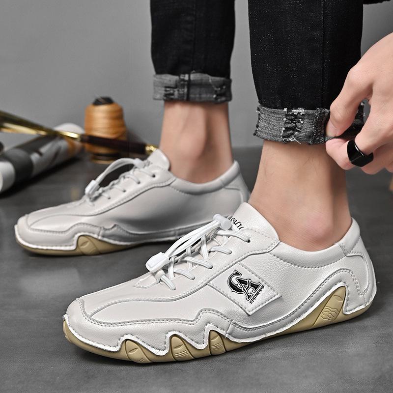 Весенние новые повседневные туфли из натуральной кожи для вождения, дышащие, мужские британские повседневные туфли Octopus Gommino с низким верхом