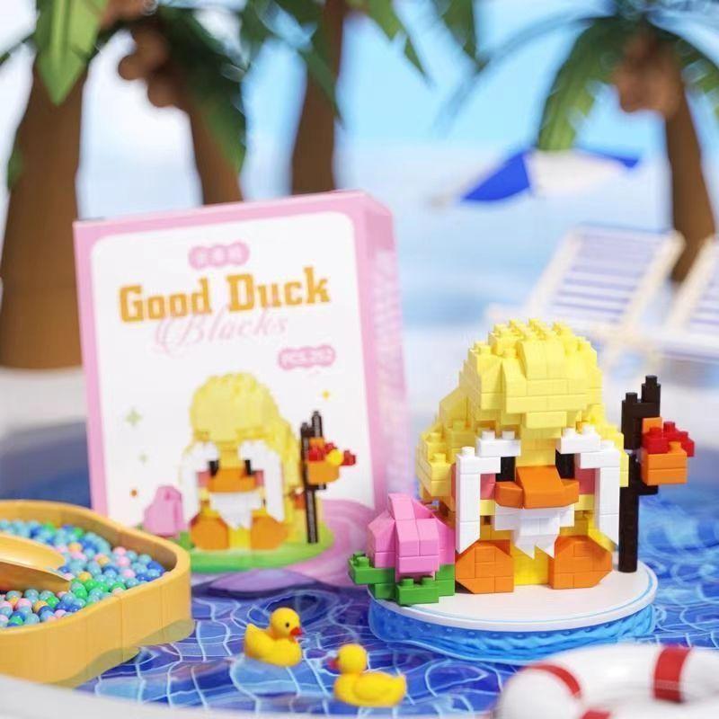 Милые утки серии животных микро-блоки дрели собирать вентиляторы развивающие игрушки для детей