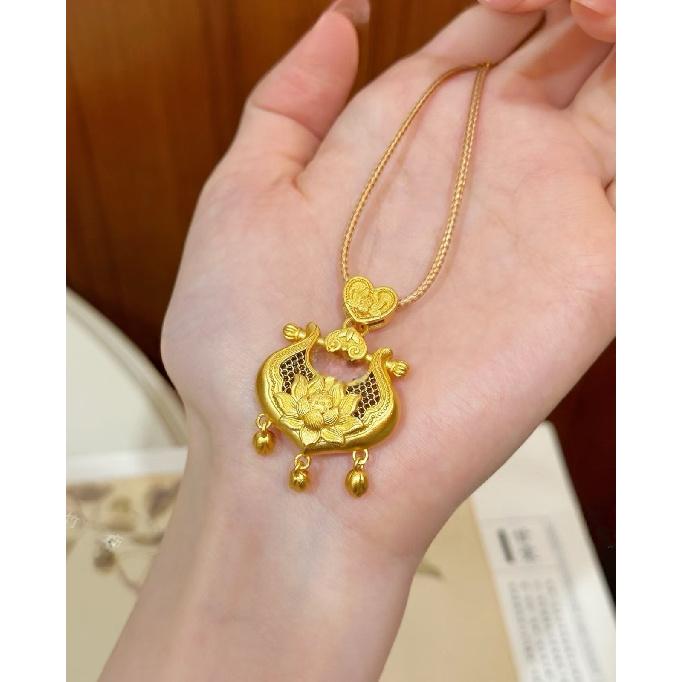 Silver Ruyi Lily Flower Tassel Lock Pendant New Chinese Style Long Sweater Chain Necklace Accessory Jewelry