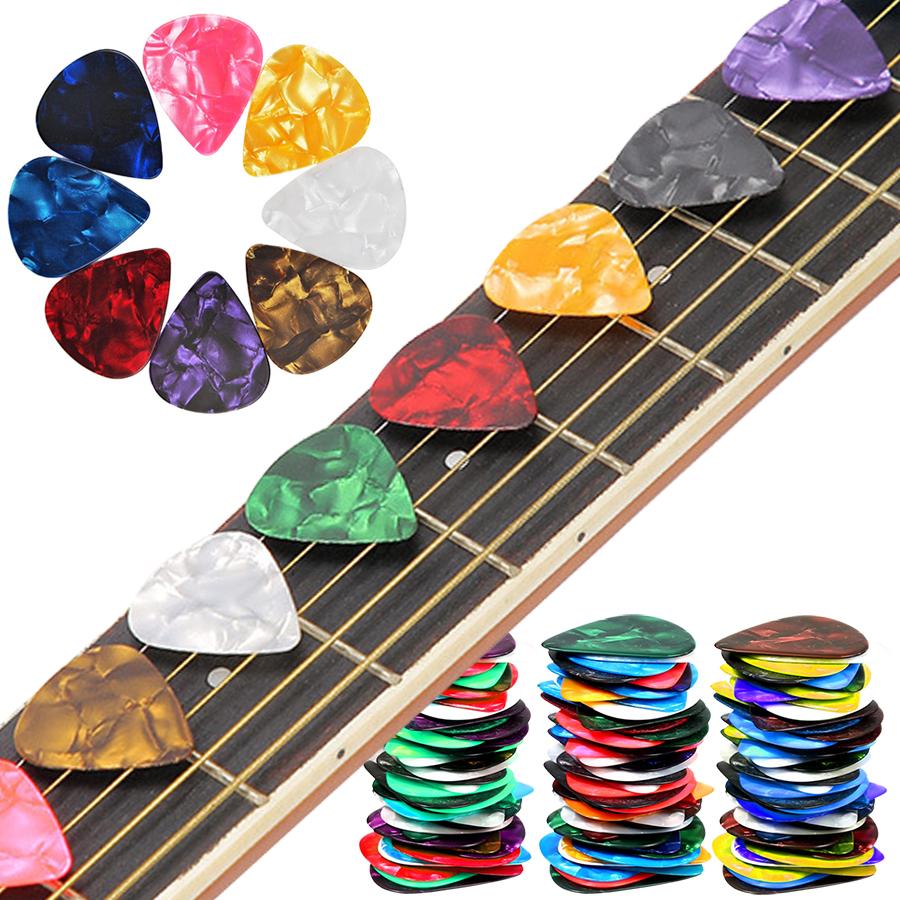 40pcs Colorful Celluloid Guitar with 1pc Storage Box Plectrums for Bass Guitars Variety Thickness Assorted Picks