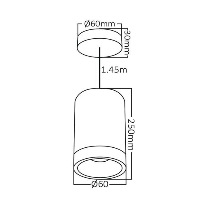 Suspension tube BETA noir GU10 câble 1.45m