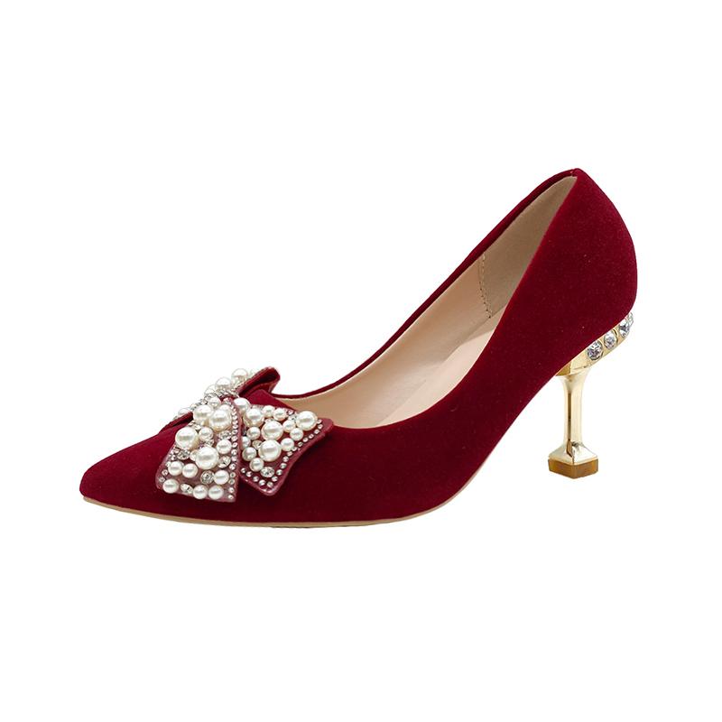 2024 Весна и Осень Новые Заостренные Стразы Бантик Стиль Женские Свадебные Туфли Удобные и Модные Женские Туфли