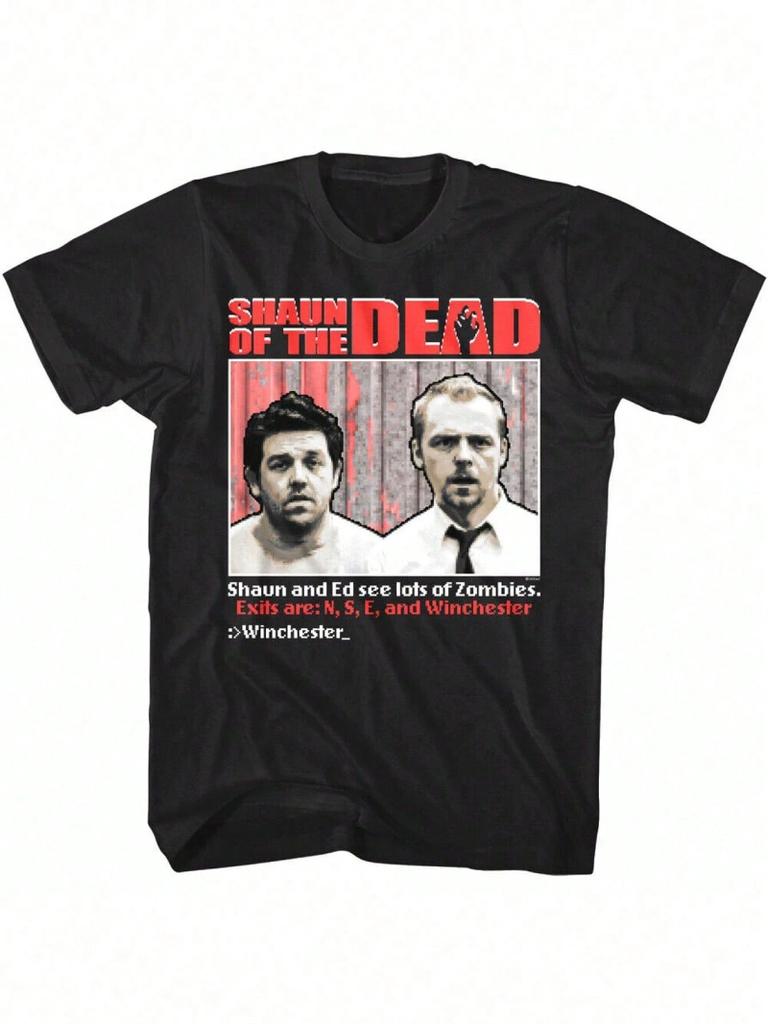 Мужская футболка Shaun of the Dead - 16-битный пиксельный дизайн в стиле хоррор - Оверсайз футболка для парней и девушек в стиле стритвир весна/лето -...