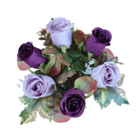 Кольцо для свечи из роз Искусственный венок из роз с кленовыми листьями для столбовой свечи